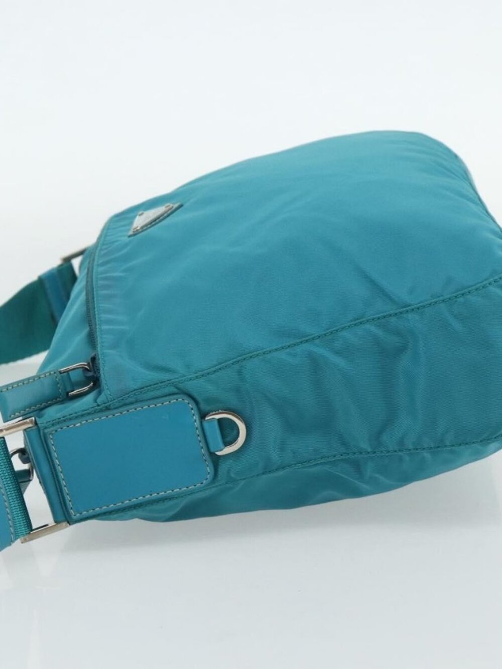 PRADA Shoulder Bag Nylon Turquoise Blue Silver Auth 177218A - Picture 4 of 16